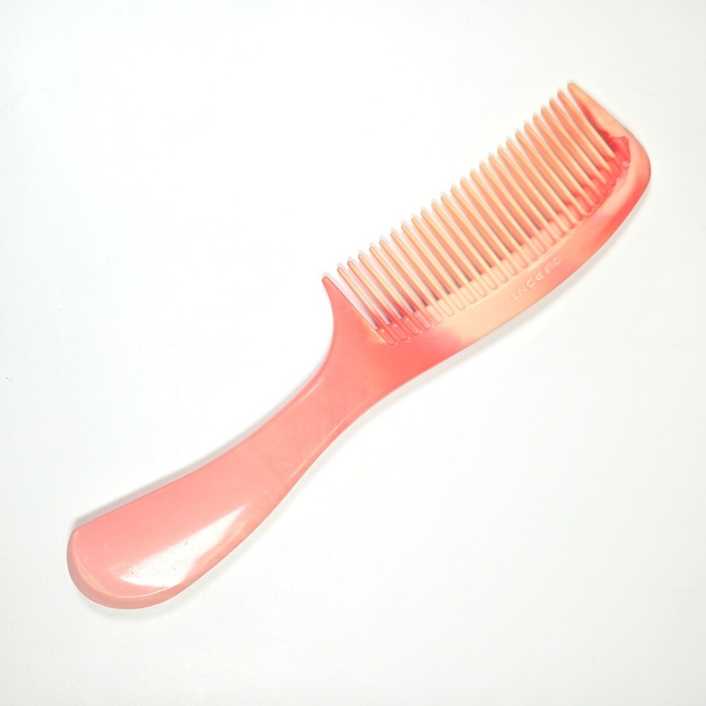 Vtg Dupont Unbreakable Detangling Hair Comb 9" Pink Orange Swirl Marbled Plastic